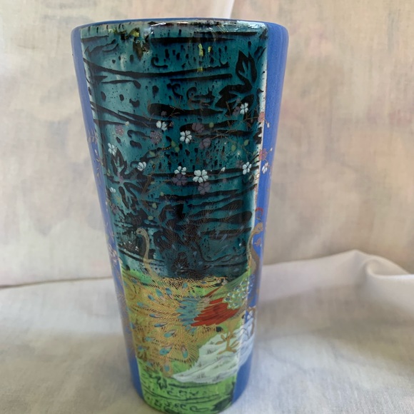 Heeseung Lee Terracotta Vessel Peacock Flowers Art Pottery Rare HTF - Picture 1 of 11